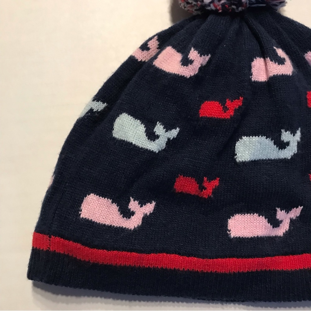 Vineyard Vines Girls Multi Whale Pom Pom Beanie. - Picture 2 of 6